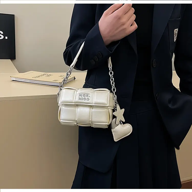 Elegant White Woven Chain Crossbody Bag for Women — feature 41