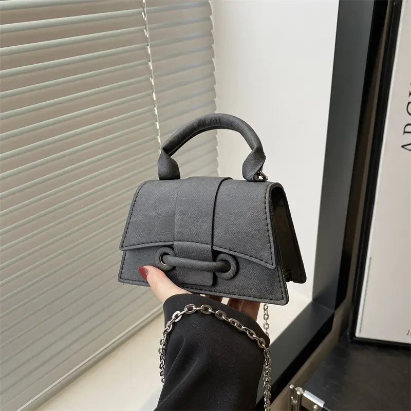Light Luxury Women's Shoulder Crossbody Bag Beige Suede Chain Strap - Image 8