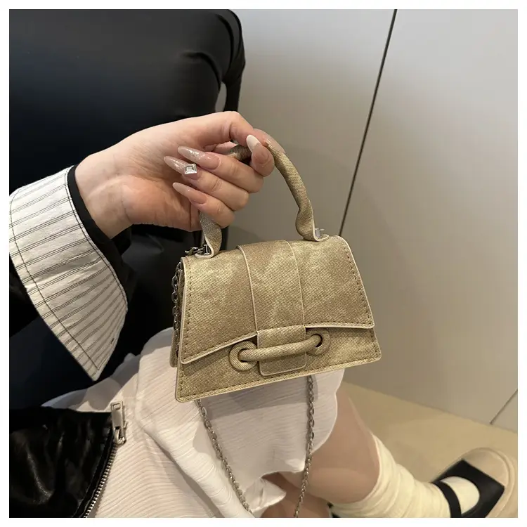 Light Luxury Women's Shoulder Crossbody Bag Beige Suede Chain Strap — feature 14
