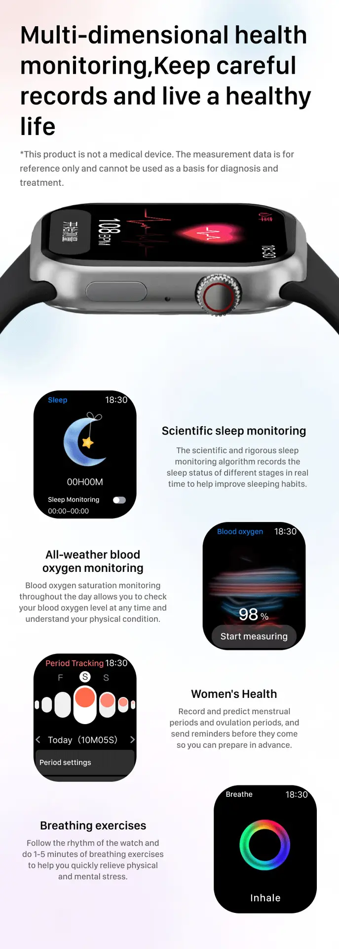 2025mX10 Smartwatch Ultra-Thin Sports Waterproof NFC Heart Rate Blood Sugar — feature 18
