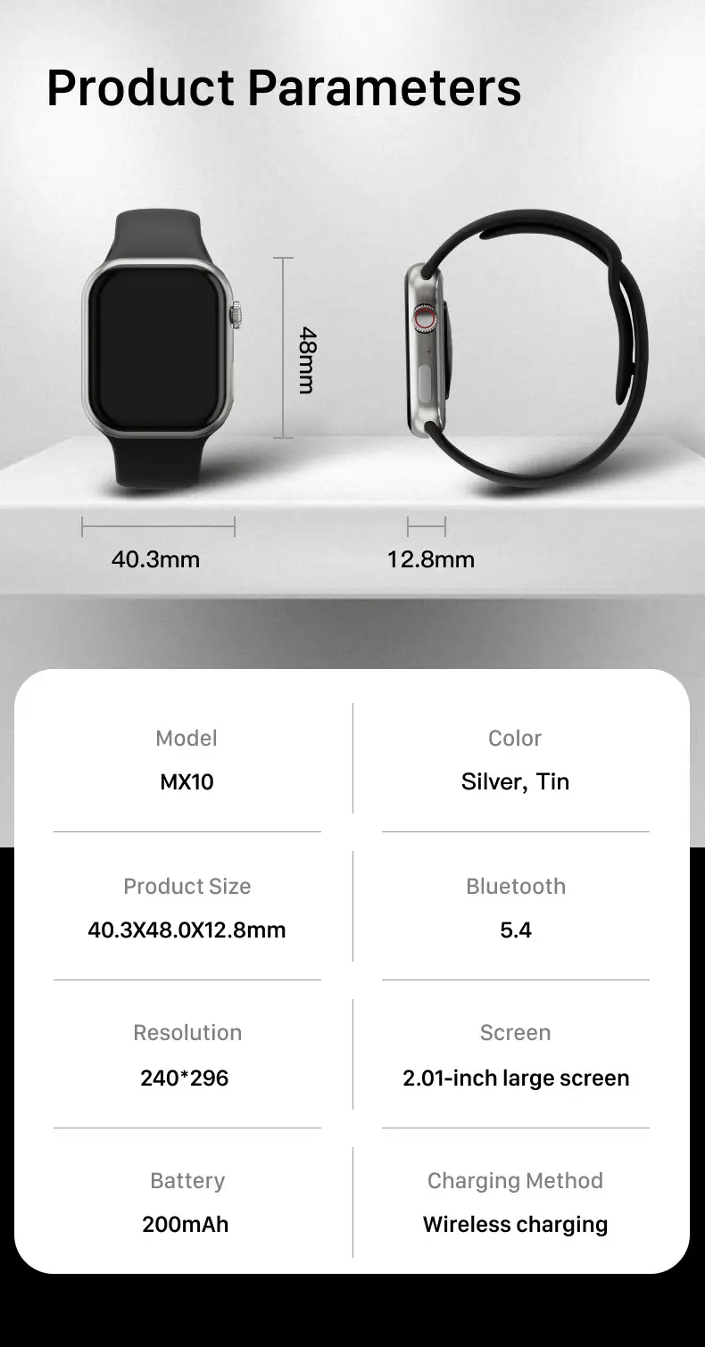 2025mX10 Smartwatch Ultra-Thin Sports Waterproof NFC Heart Rate Blood Sugar — feature 22