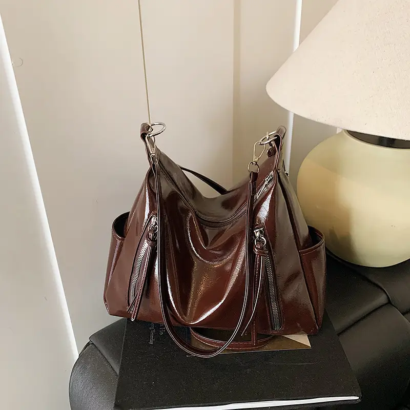 Retro Tote Bag Beige Brown Tassel Decor - Image 7