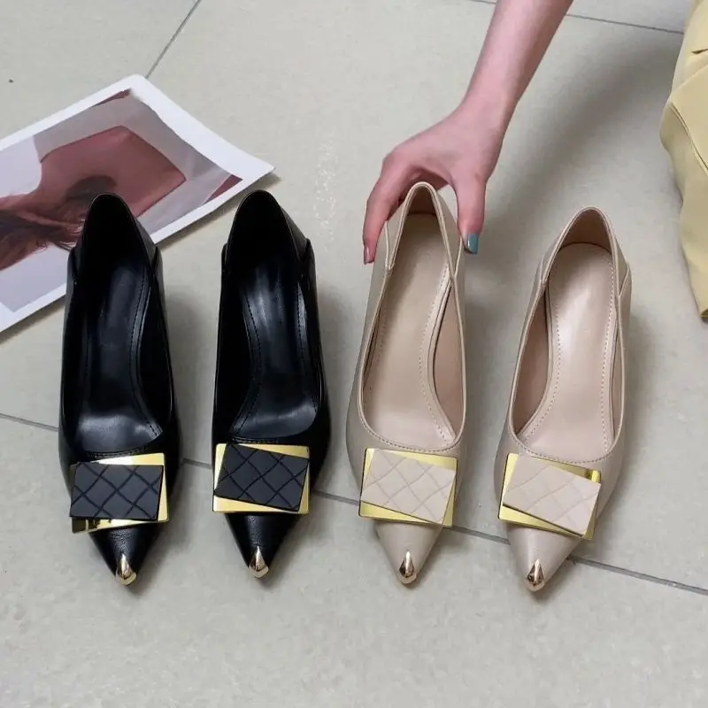 French-Style High Heels for Women, Stiletto Heels, Elegant, Comfortable, Pointed Toe, Square Buckle, Mid-Heel, Shallow Mouth, Single Shoes for Women, 2026 Spring and Autumn New Style - Image 4