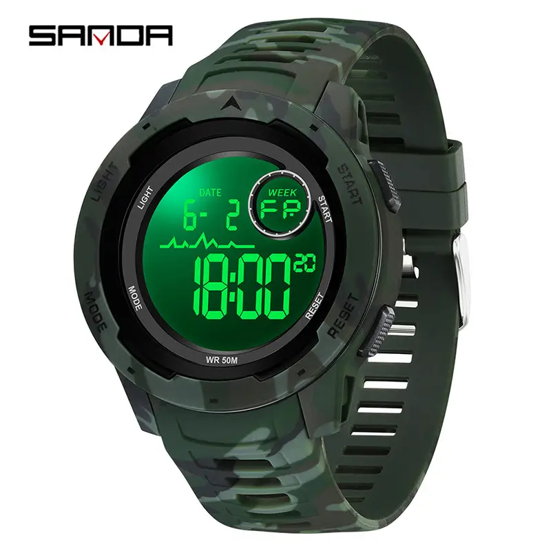 Sanda Military Camouflage Digital Watch Green - Image 11
