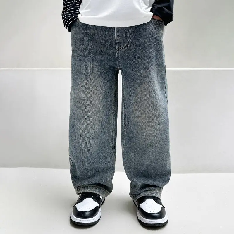 Children's Fleece Lined Wide Leg Jeans Medium Large - Image 9