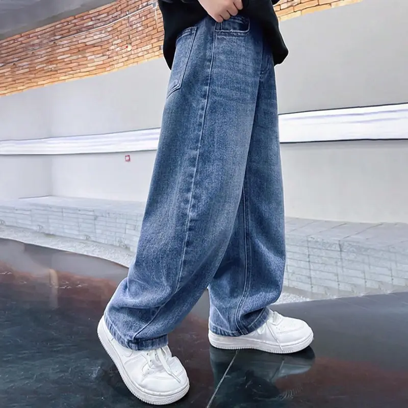 Children's Fleece Lined Wide Leg Jeans Medium Large - Image 3