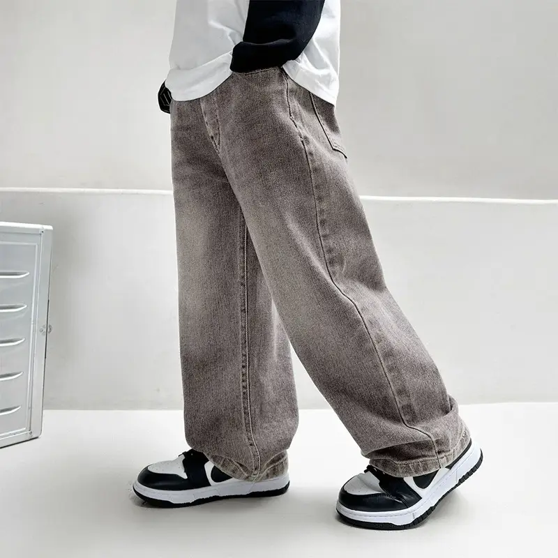 Children's Fleece Lined Wide Leg Jeans Medium Large - Image 4