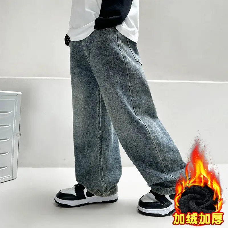 Children's Fleece Lined Wide Leg Jeans Medium Large - Image 5