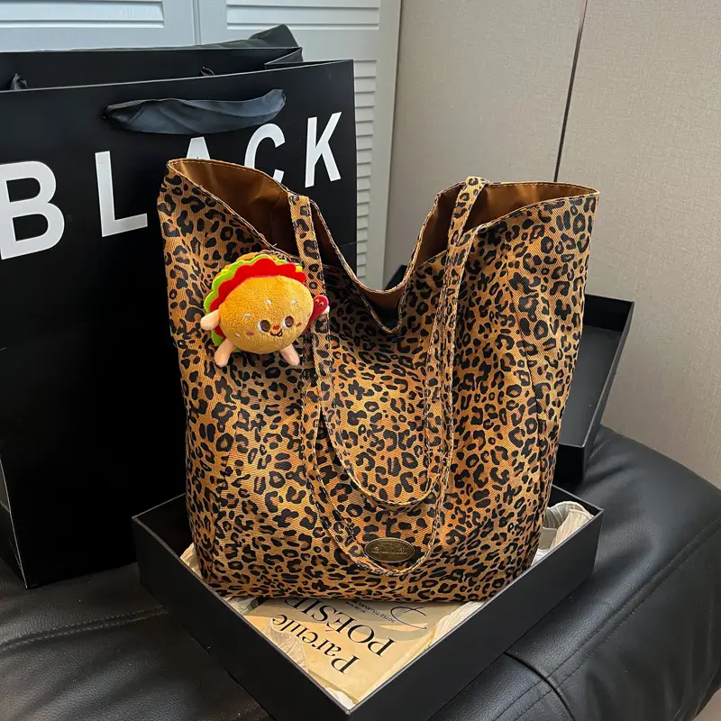 Retro Leopard Print Large Tote Bag for Women - Image 6