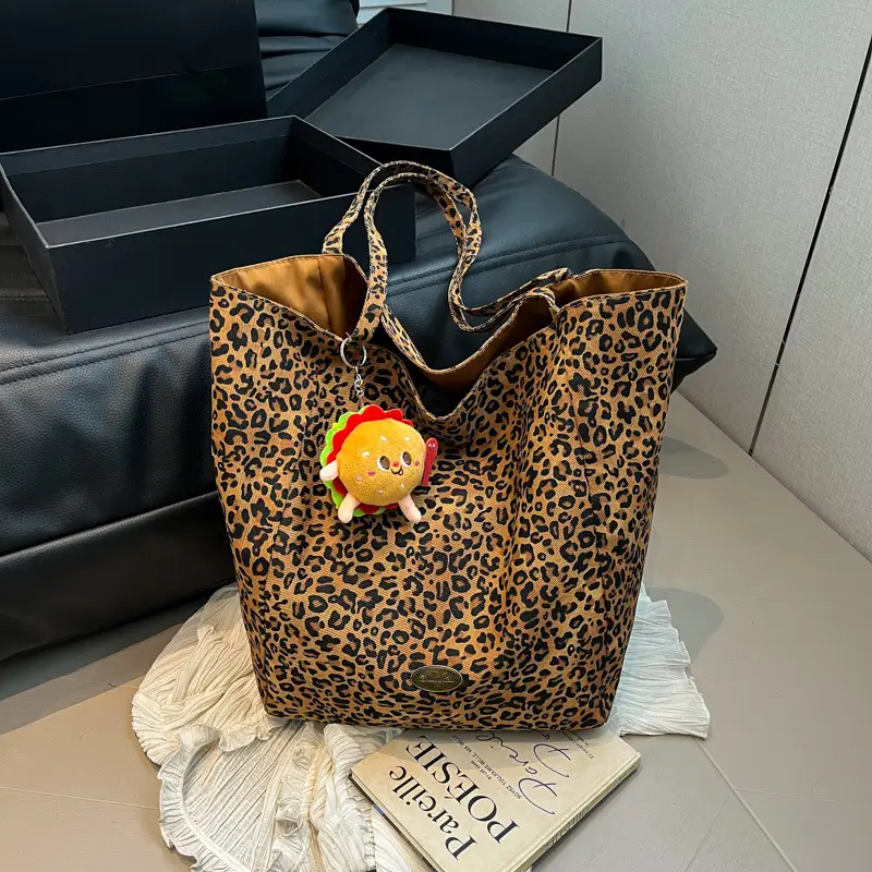 Retro Leopard Print Large Tote Bag for Women — feature 16
