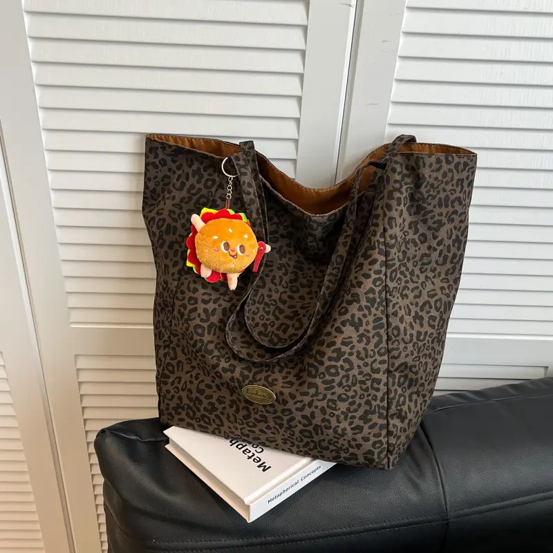 Retro Leopard Print Large Tote Bag for Women — feature 22