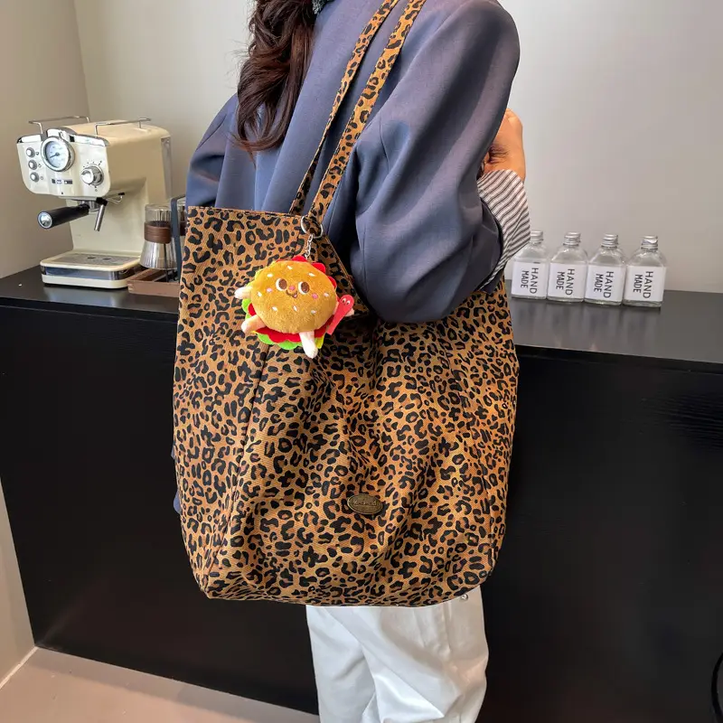 Retro Leopard Print Large Tote Bag for Women — feature 30