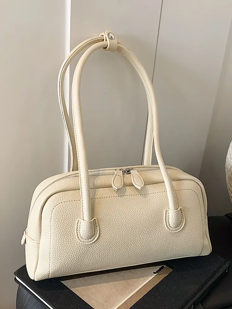 Women's Yellow Litchi Pattern Shoulder Bag - Image 7