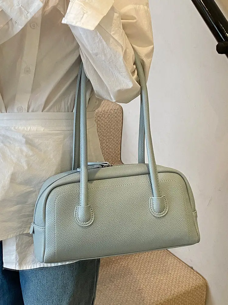 Women's Yellow Litchi Pattern Shoulder Bag - Image 8