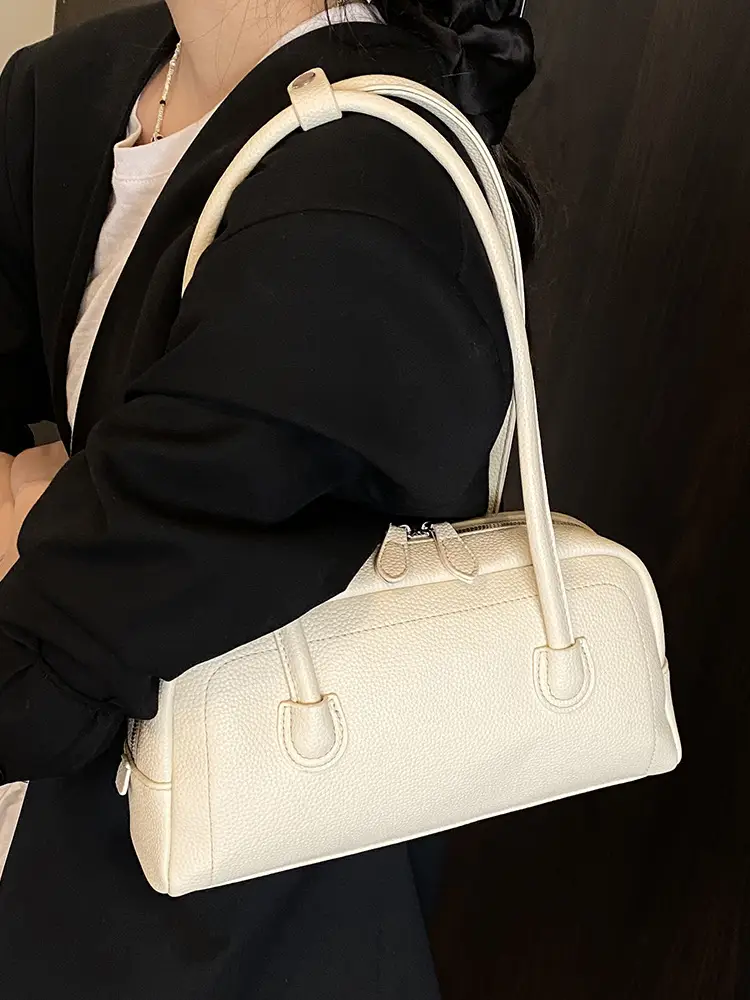 Women's Yellow Litchi Pattern Shoulder Bag - Image 10