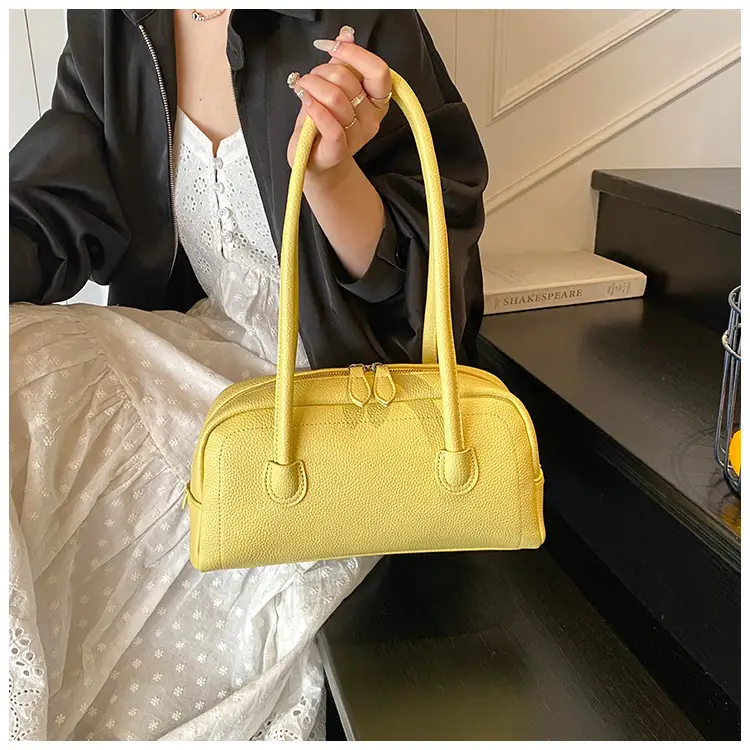 Women's Yellow Litchi Pattern Shoulder Bag — feature 19