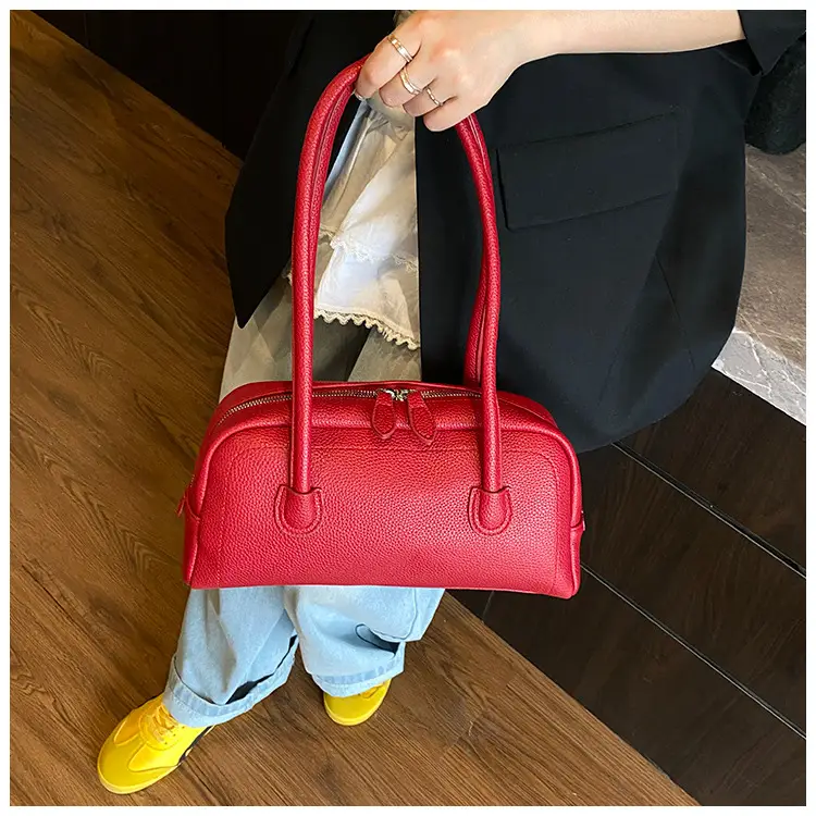 Women's Yellow Litchi Pattern Shoulder Bag — feature 21