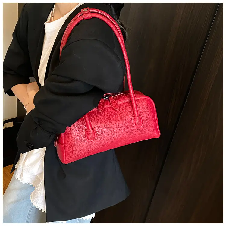 Women's Yellow Litchi Pattern Shoulder Bag — feature 22