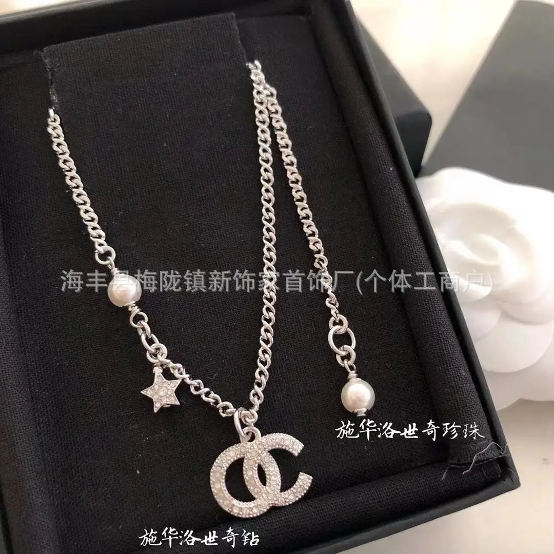 25B Pearl Heart Necklace with Letter Clavicle Chain - Image 10