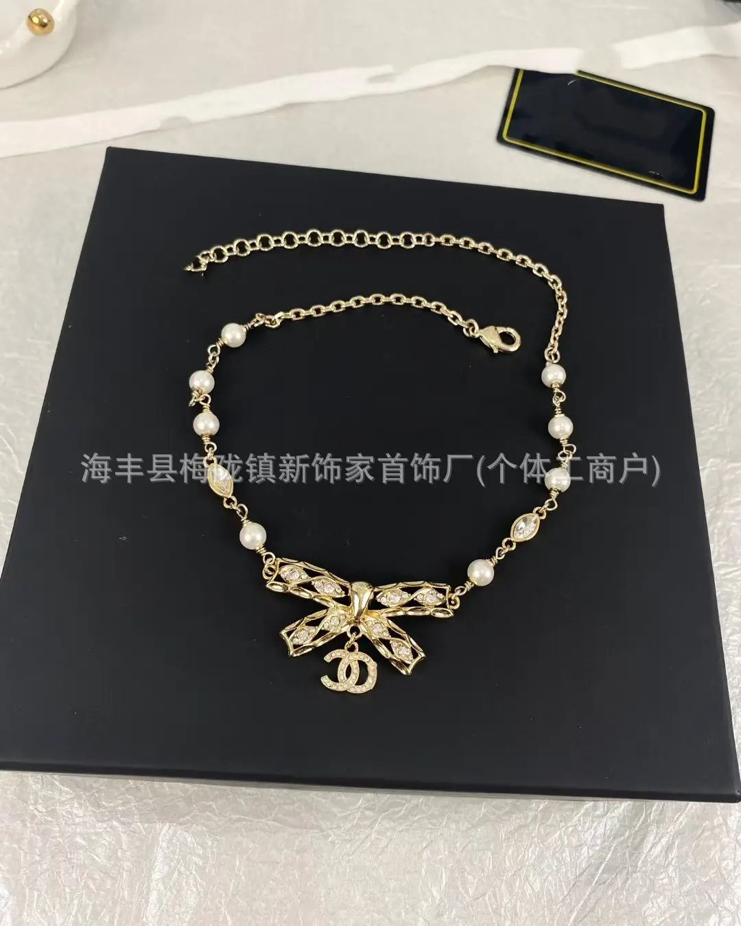 25B Pearl Heart Necklace with Letter Clavicle Chain - Image 14