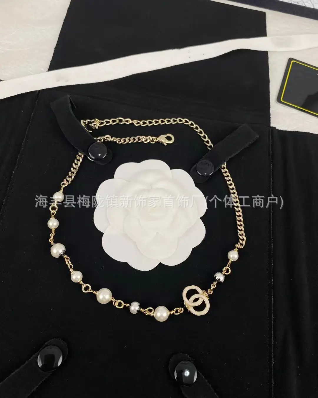 25B Pearl Heart Necklace with Letter Clavicle Chain - Image 17