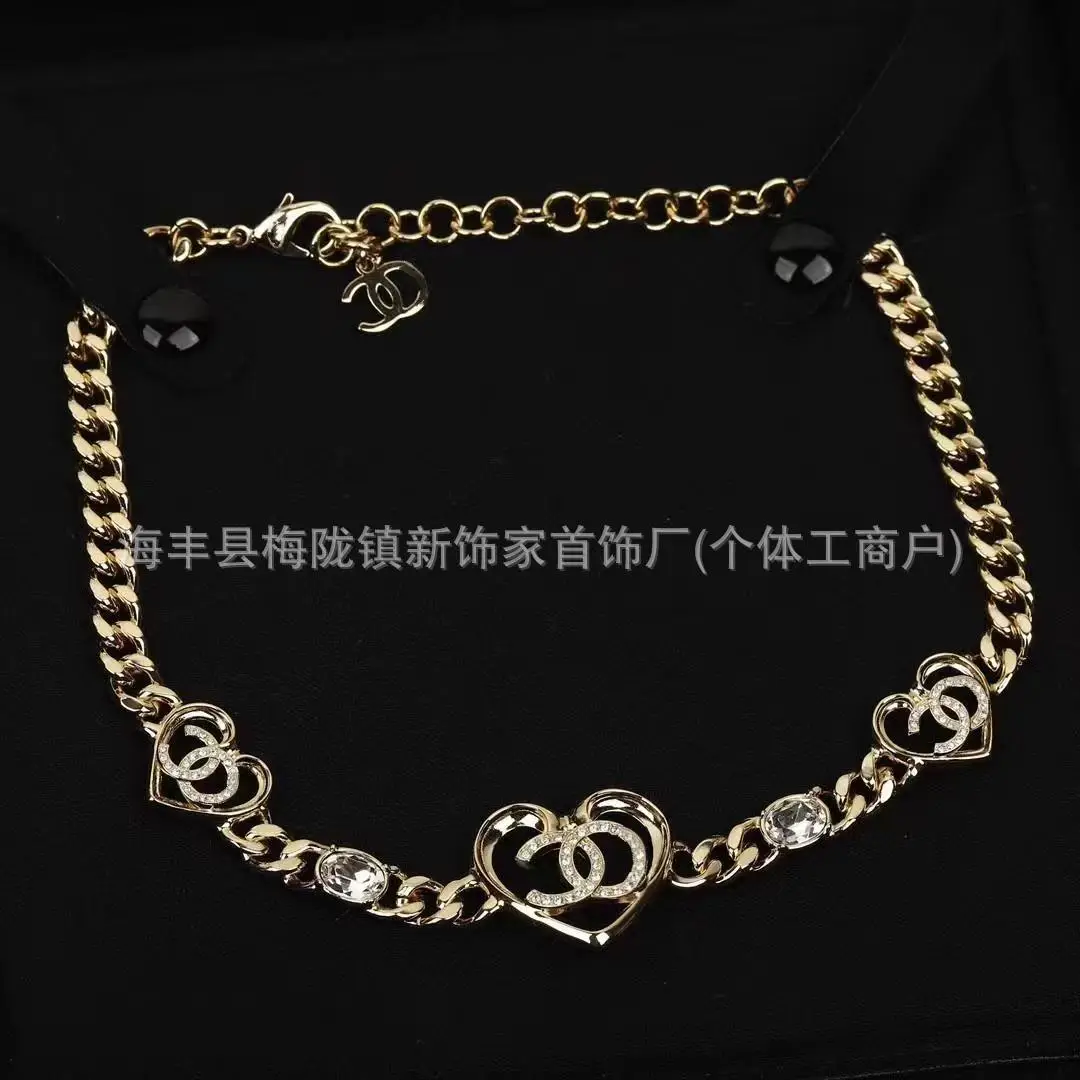 25B Pearl Heart Necklace with Letter Clavicle Chain - Image 18