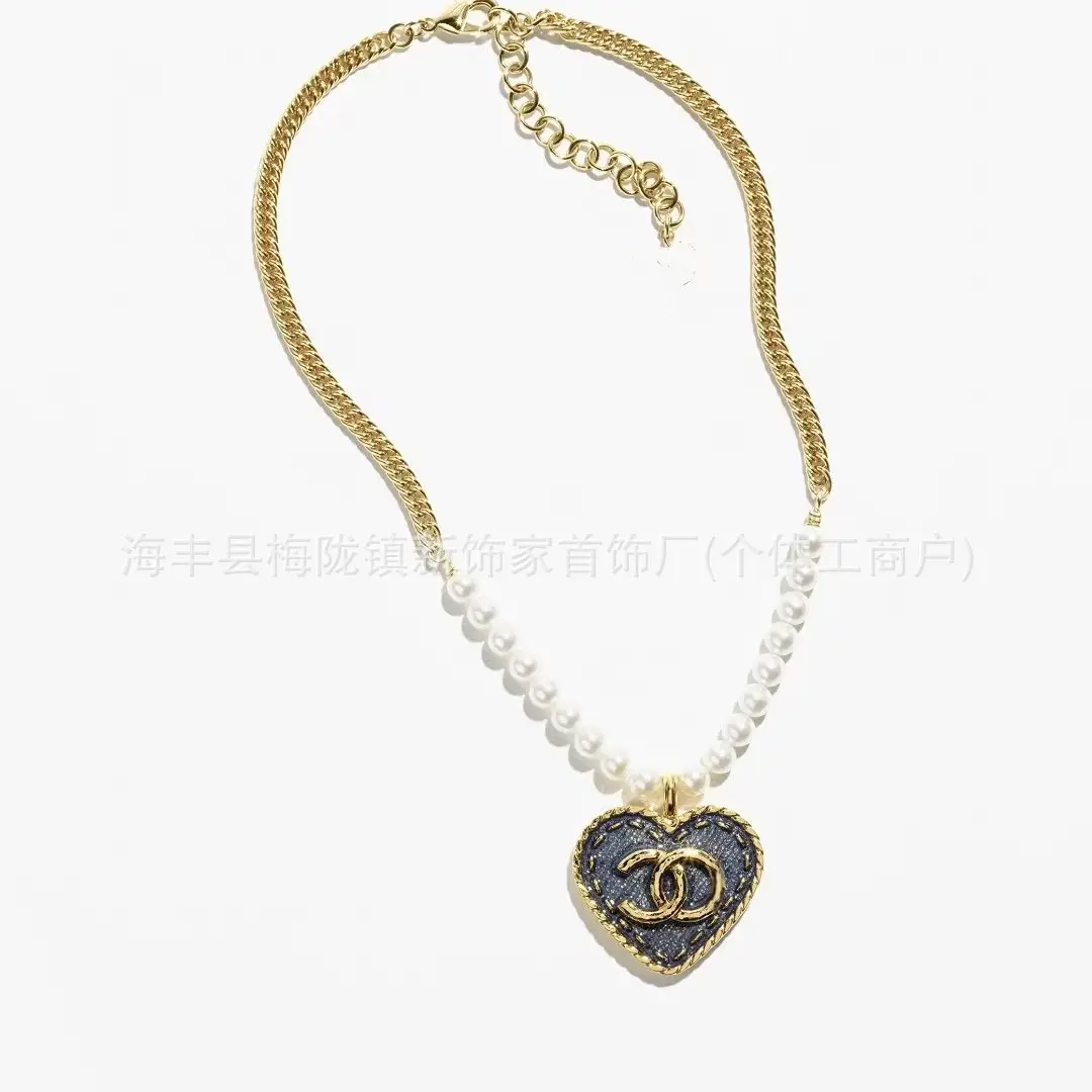 25B Pearl Heart Necklace with Letter Clavicle Chain - Image 19