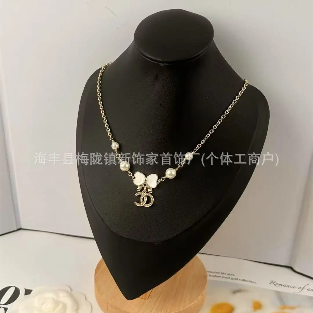 25B Pearl Heart Necklace with Letter Clavicle Chain - Image 29