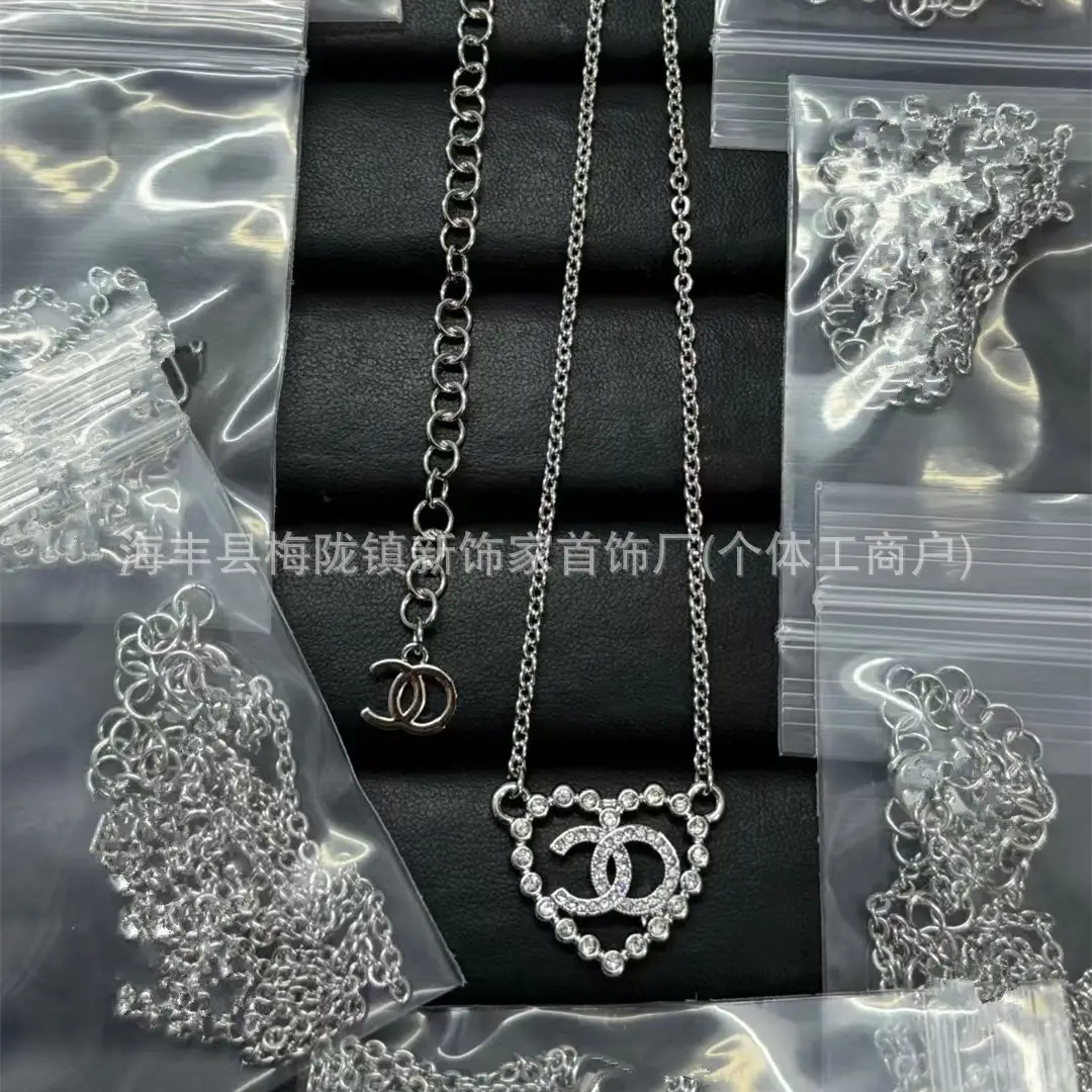 25B Pearl Heart Necklace with Letter Clavicle Chain - Image 30