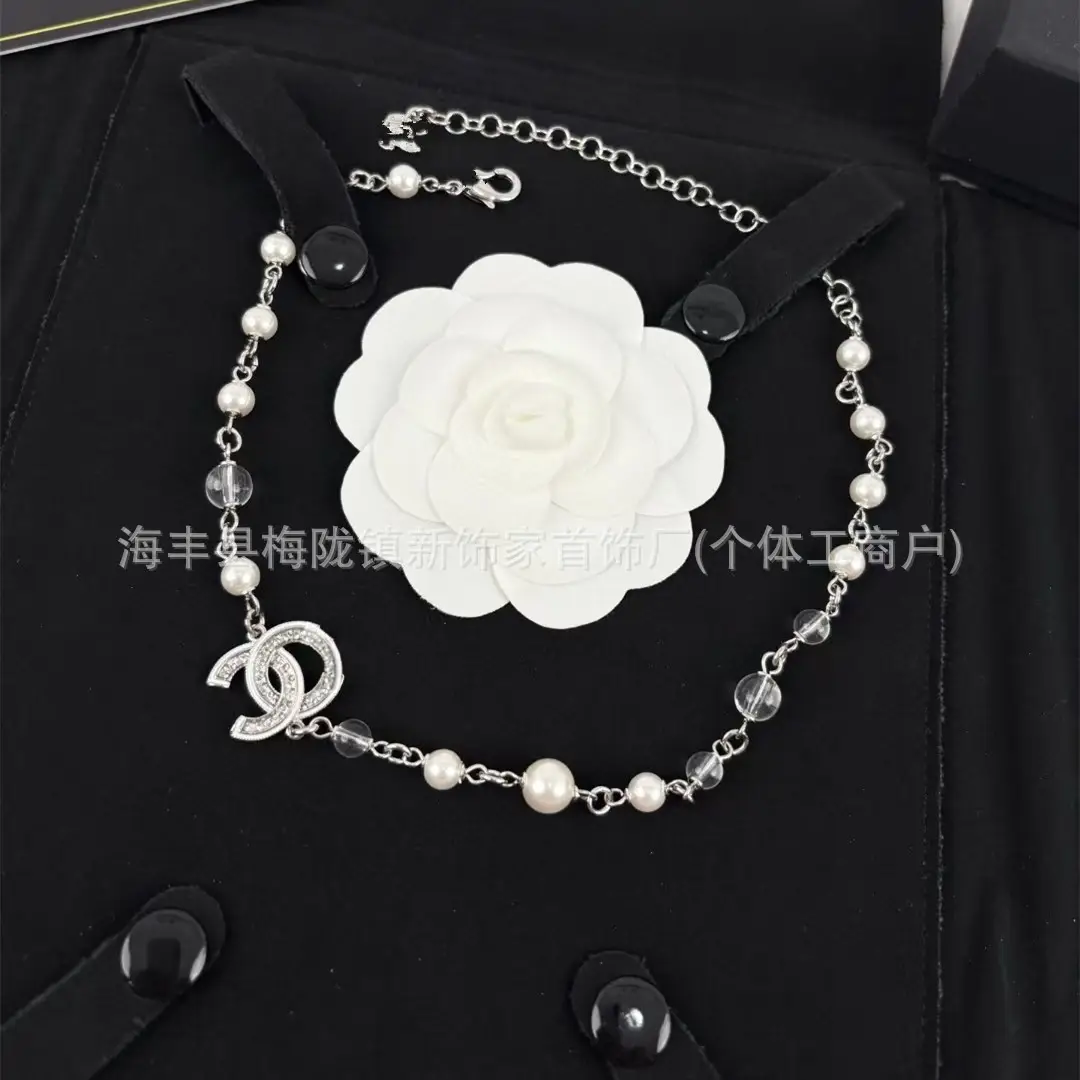 25B Pearl Heart Necklace with Letter Clavicle Chain - Image 31