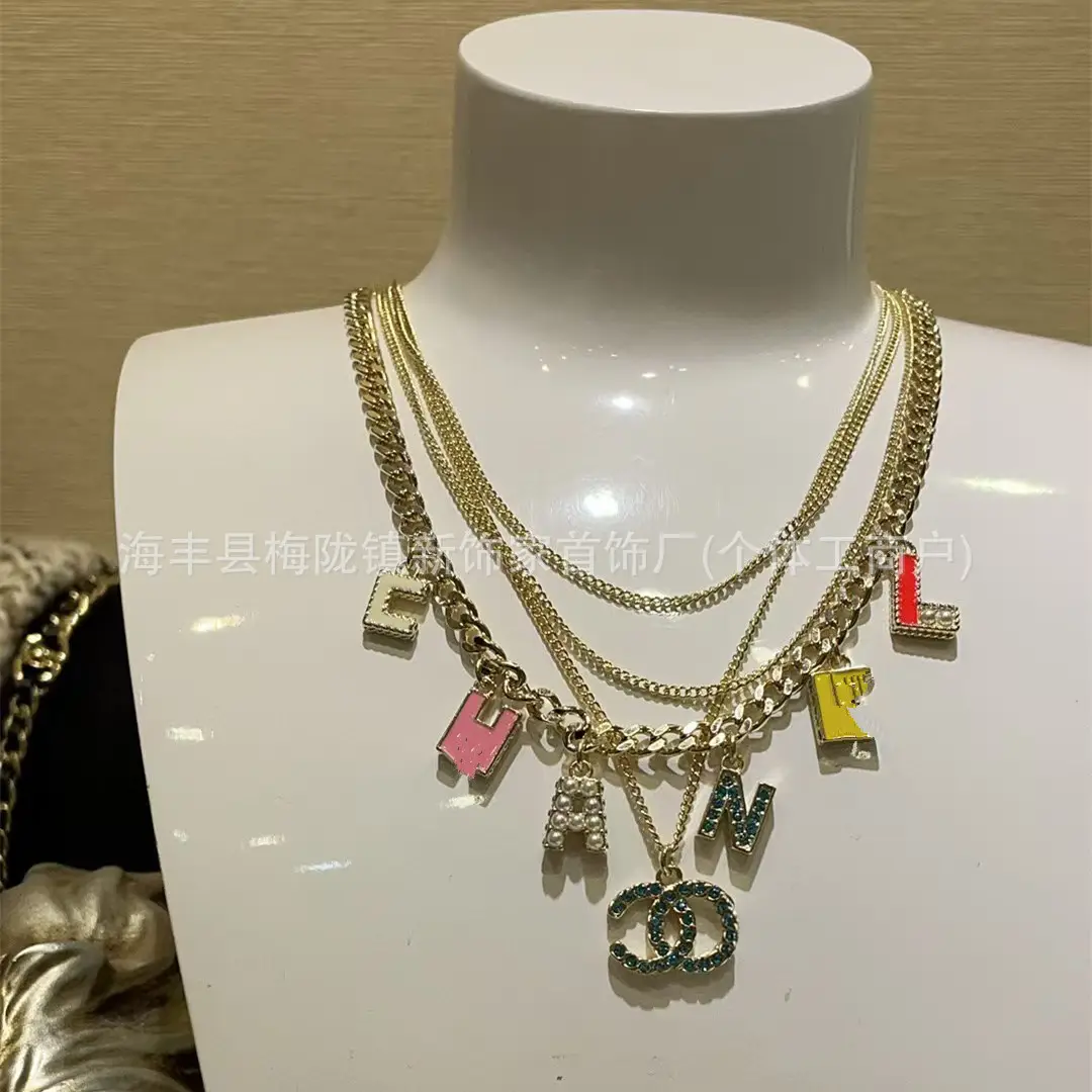 25B Pearl Heart Necklace with Letter Clavicle Chain - Image 34