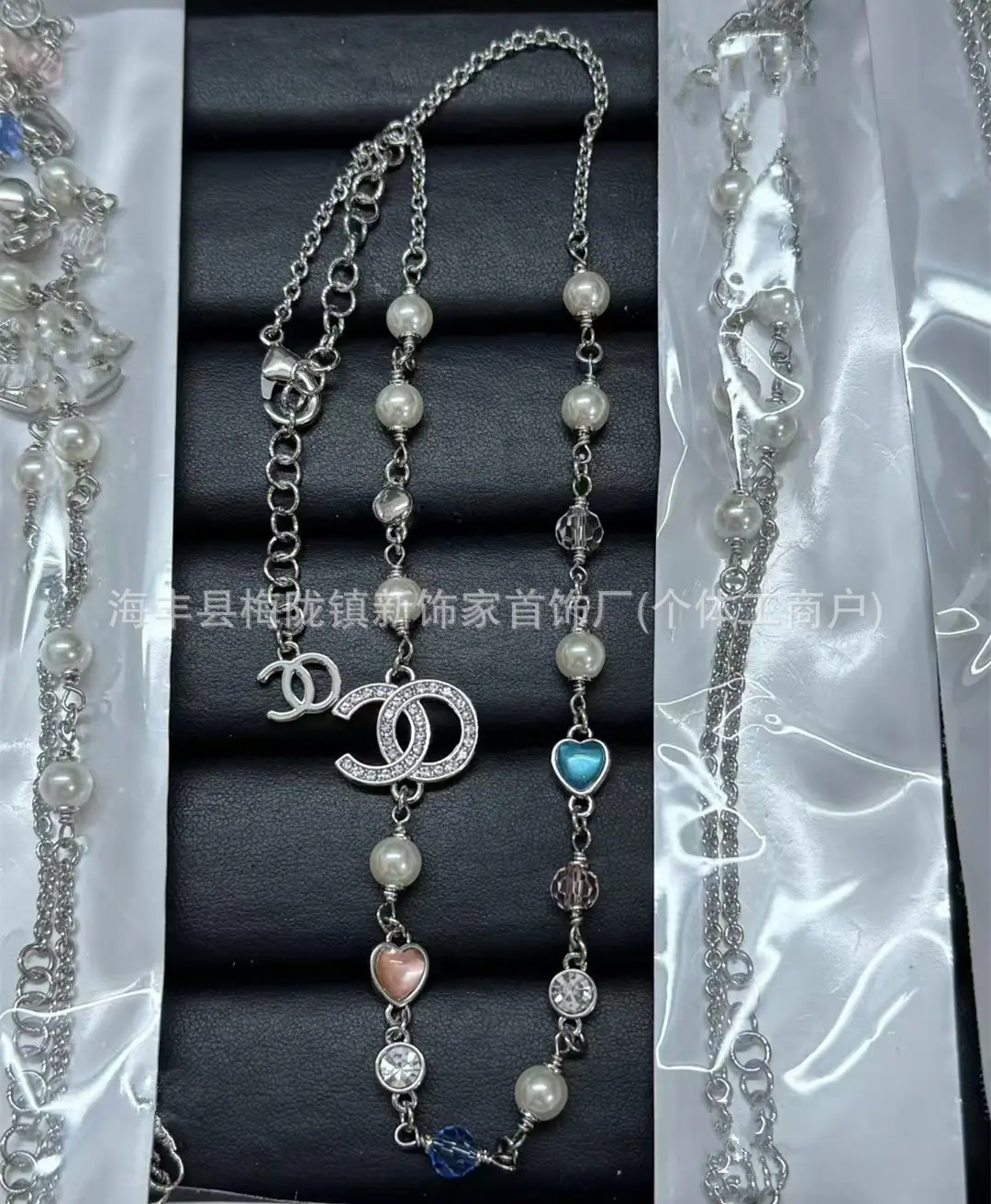 25B Pearl Heart Necklace with Letter Clavicle Chain - Image 46