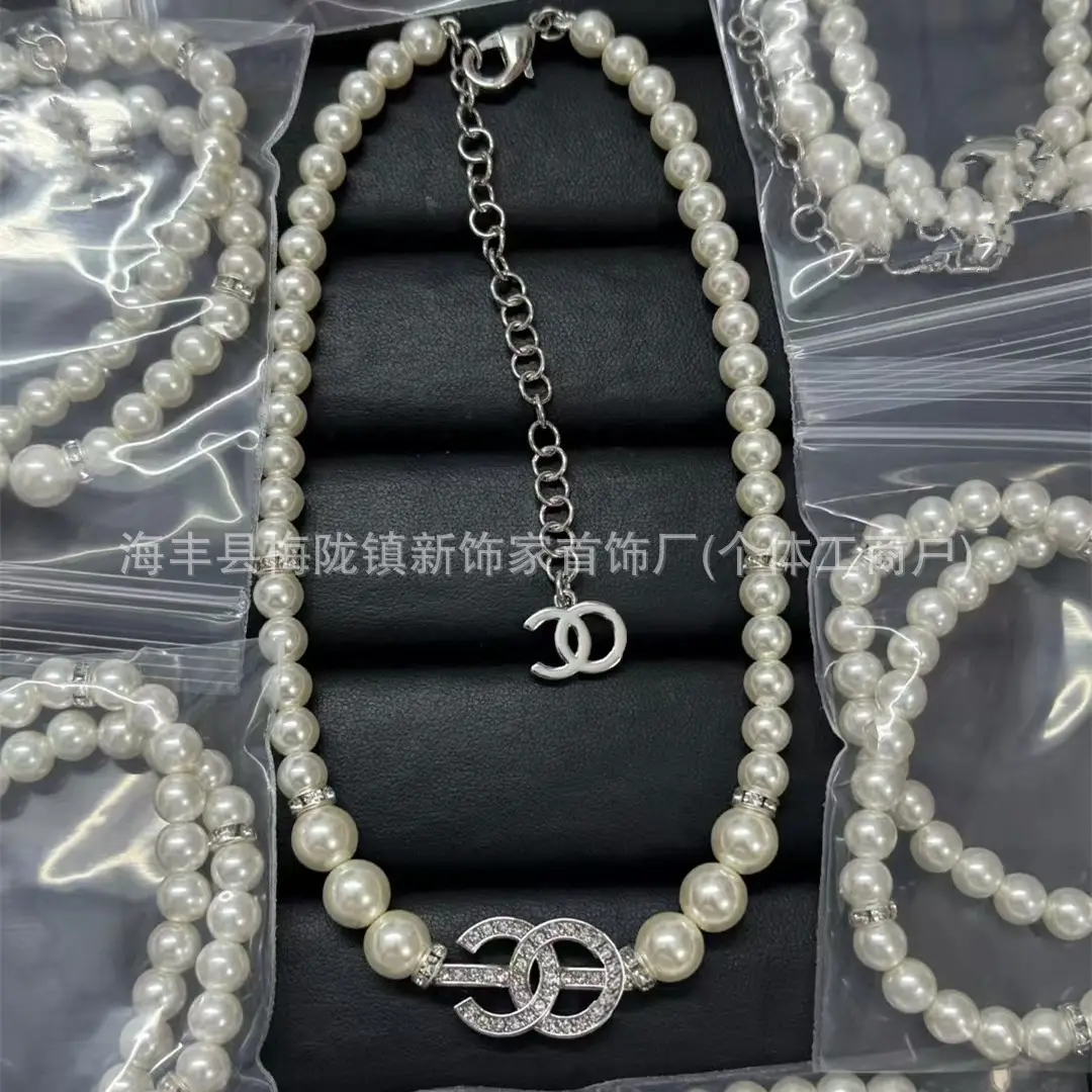 25B Pearl Heart Necklace with Letter Clavicle Chain - Image 50