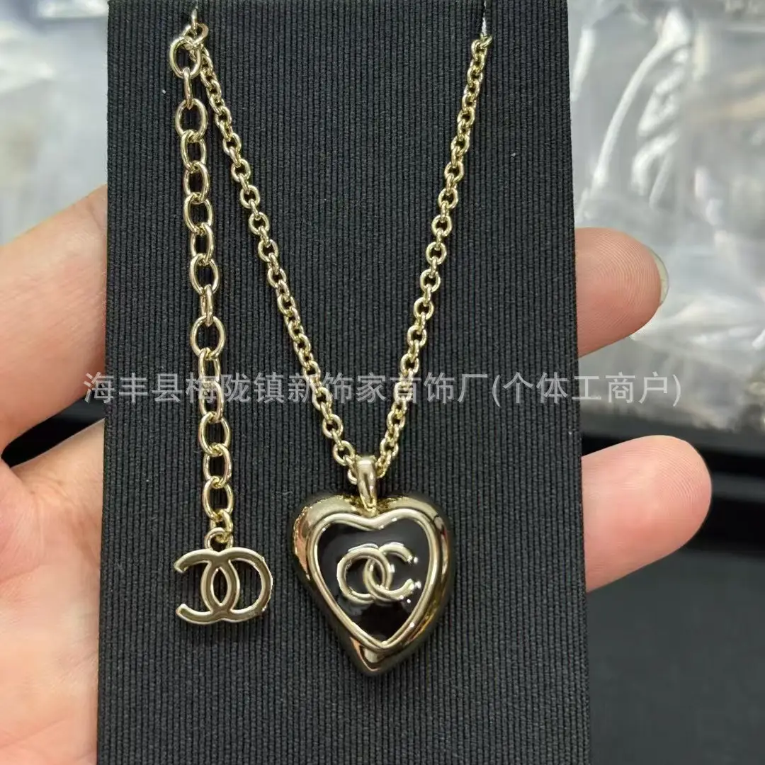 25B Pearl Heart Necklace with Letter Clavicle Chain - Image 55