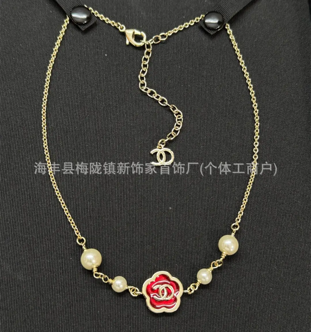 25B Pearl Heart Necklace with Letter Clavicle Chain - Image 59