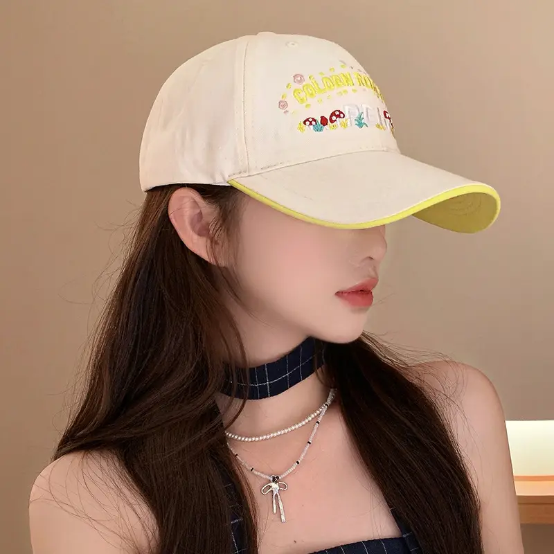 Women's Yellow Flower Letter Baseball Cap — feature 16