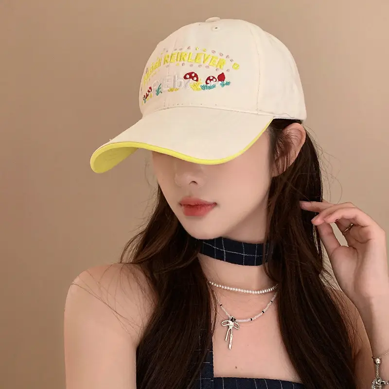 Women's Yellow Flower Letter Baseball Cap — feature 18