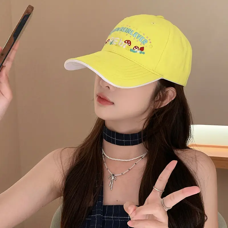 Women's Yellow Flower Letter Baseball Cap — feature 26