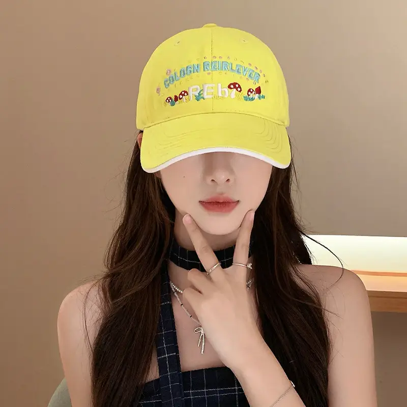 Women's Yellow Flower Letter Baseball Cap — feature 30