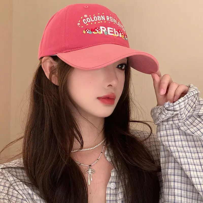 Women's Yellow Flower Letter Baseball Cap — feature 48