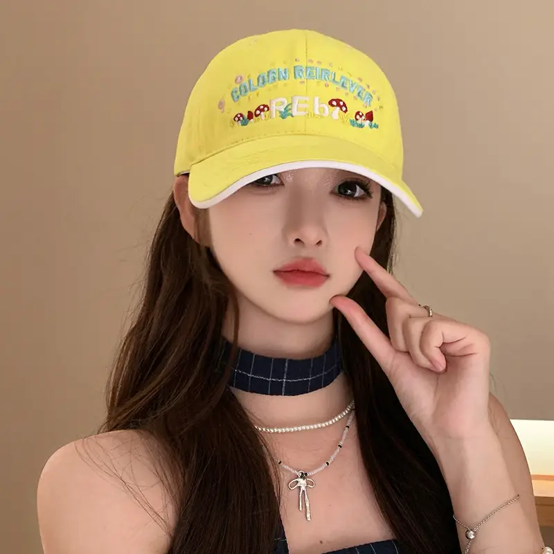 Women's Yellow Flower Letter Baseball Cap - Image 2