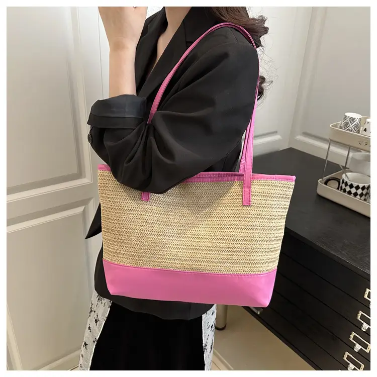 Women's Straw Shoulder Bag Large Capacity Beige — feature 10