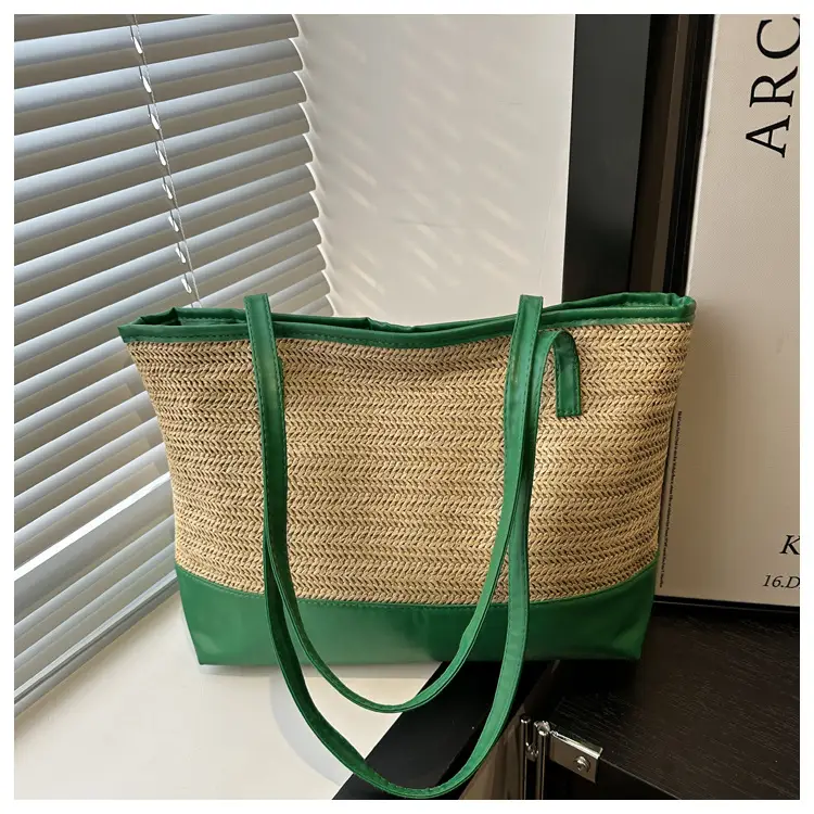 Women's Straw Shoulder Bag Large Capacity Beige — feature 19
