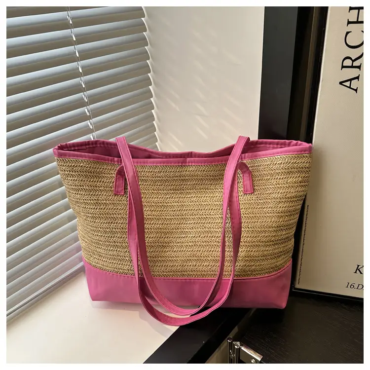 Women's Straw Shoulder Bag Large Capacity Beige — feature 23