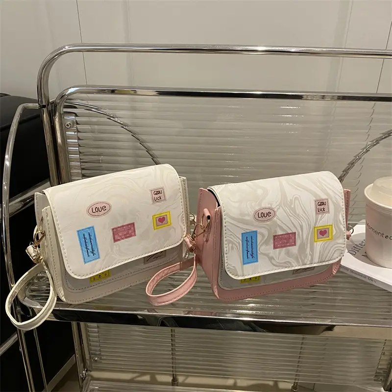 Pink White Embroidered Shoulder Bag for Women - Image 5