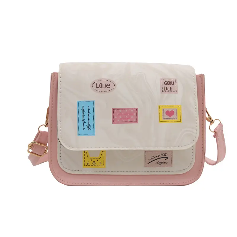 Pink White Embroidered Shoulder Bag for Women - Image 8