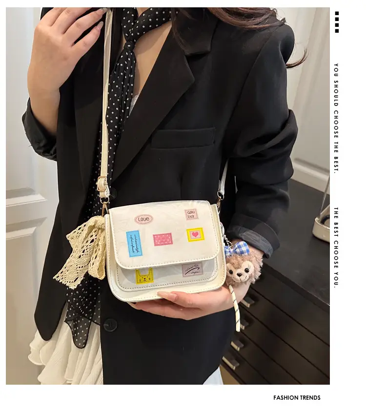 Pink White Embroidered Shoulder Bag for Women — feature 1