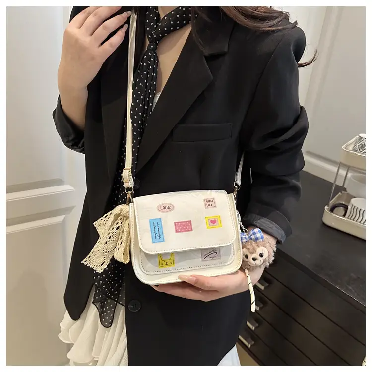 Pink White Embroidered Shoulder Bag for Women — feature 10