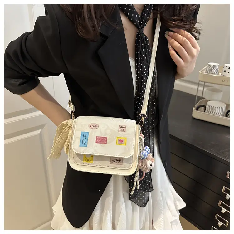 Pink White Embroidered Shoulder Bag for Women — feature 11
