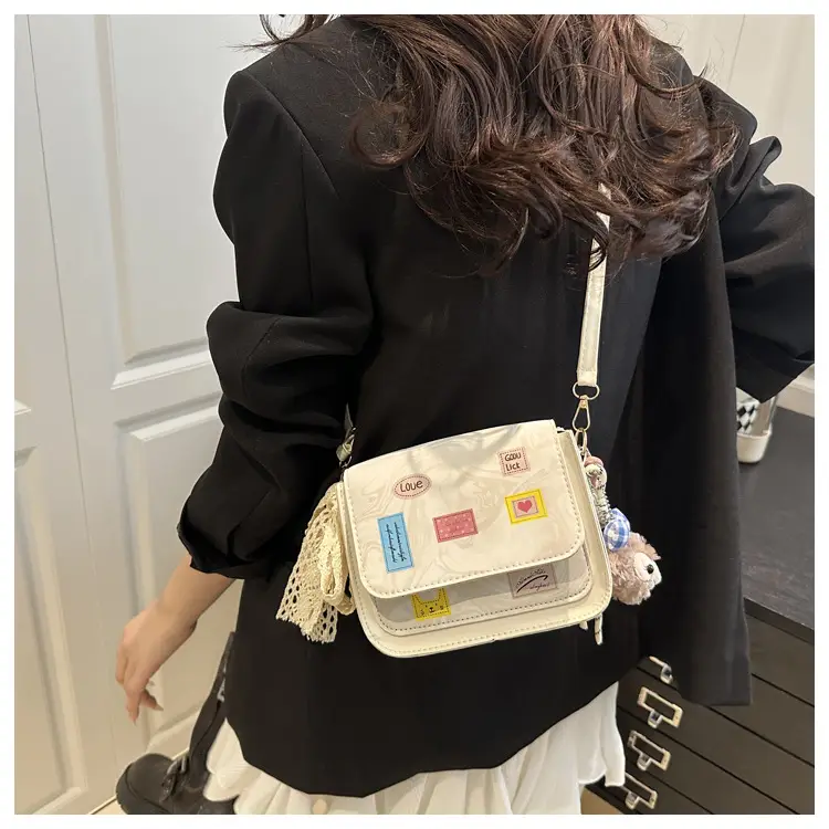 Pink White Embroidered Shoulder Bag for Women — feature 12